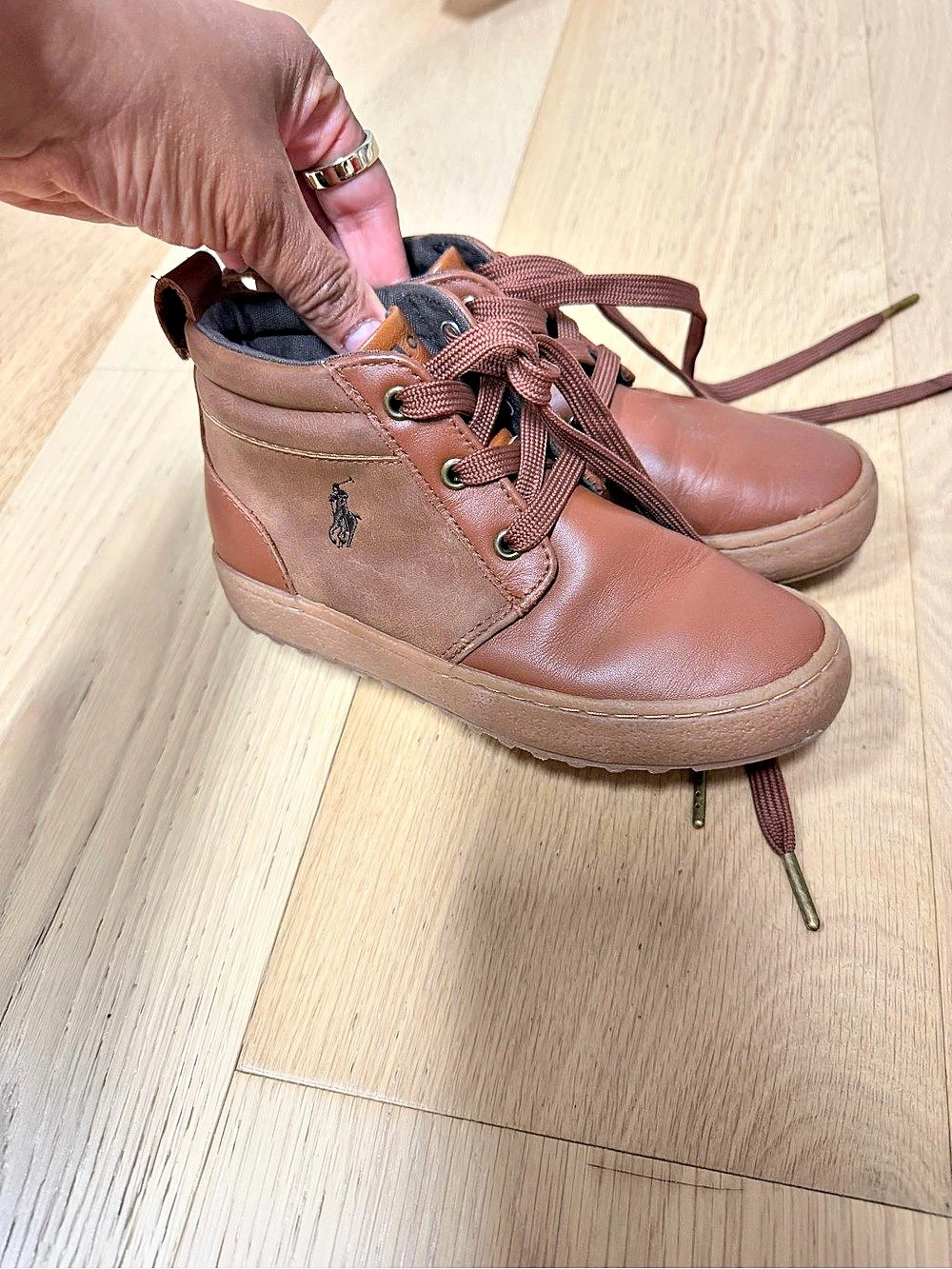 Polo Ralph Lauren Camdyn Leather High-Top Sneaker Sneakers Brown US 13c